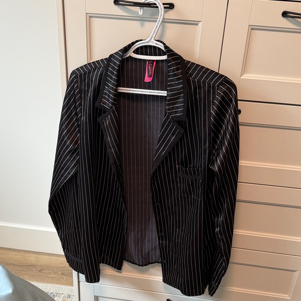 Black Pinstripe PJ Set